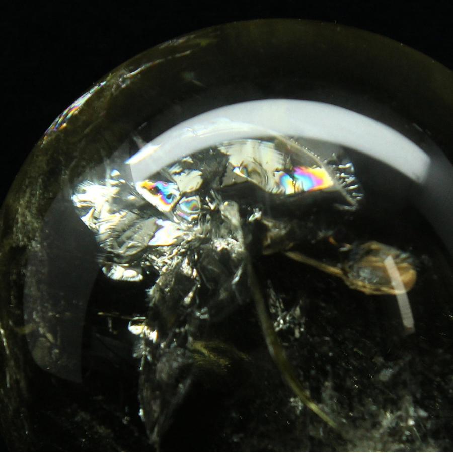 天然石 虹入りシトリン スフィア 約60mm 299g GHSU7 台座付き