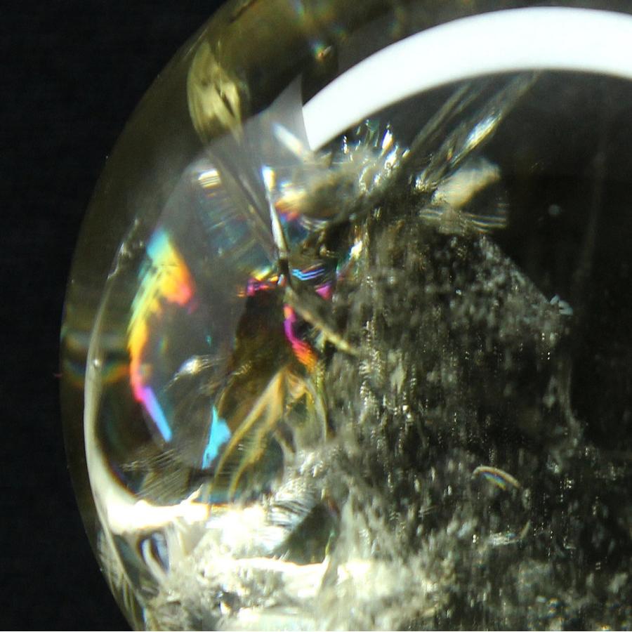 天然石 虹入りシトリン スフィア 約60mm 299g GHSU7 台座付き