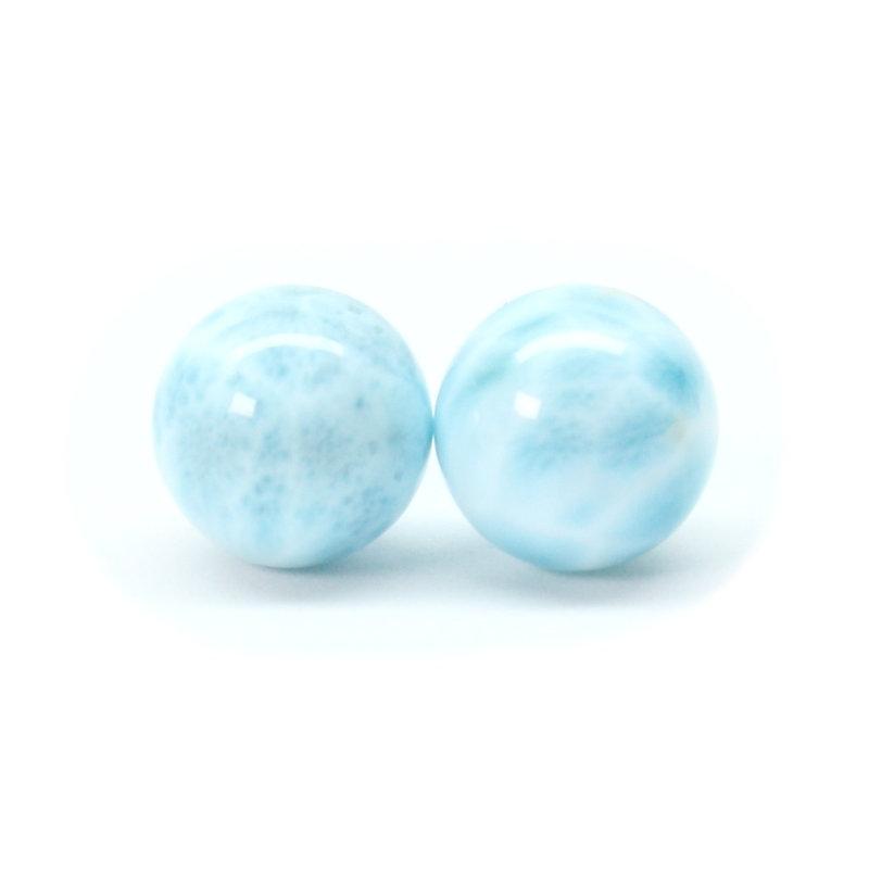 天然石 2珠セット ラリマー魅力11mm ブルー・ペクトライト【GHTU32 4g】粒売 交換用ゴム付＆巾着1枚 カリブ海の宝石 京海堂_1