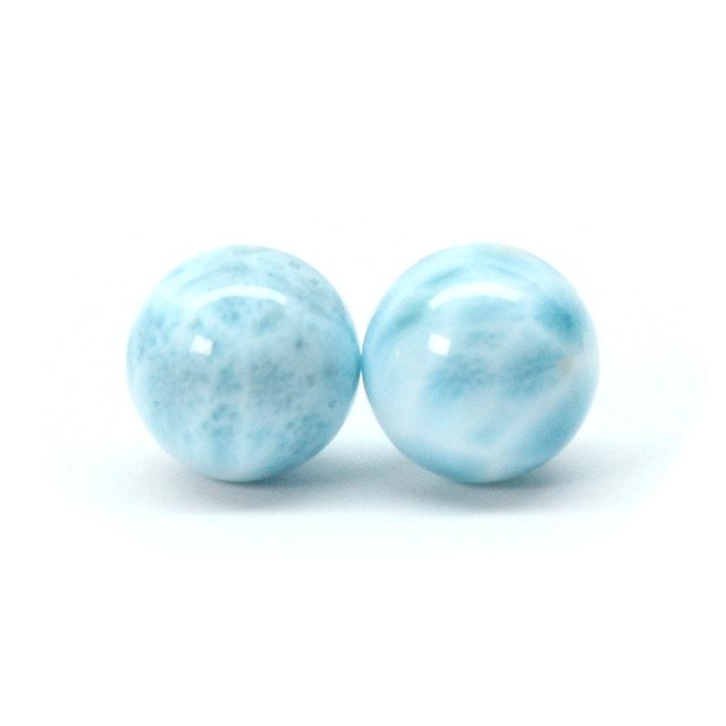 天然石 2珠セット ラリマー魅力11mm ブルー・ペクトライト【GHTU32 4g】粒売 交換用ゴム付＆巾着1枚 カリブ海の宝石 京海堂_2