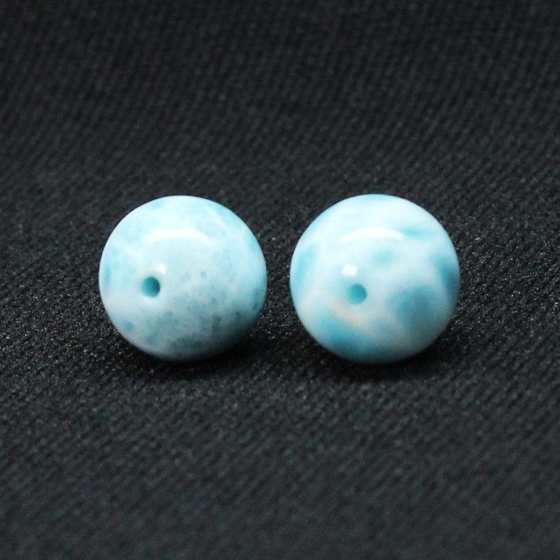 天然石 2珠セット ラリマー魅力11mm ブルー・ペクトライト【GHTU32 4g】粒売 交換用ゴム付＆巾着1枚 カリブ海の宝石 京海堂_3