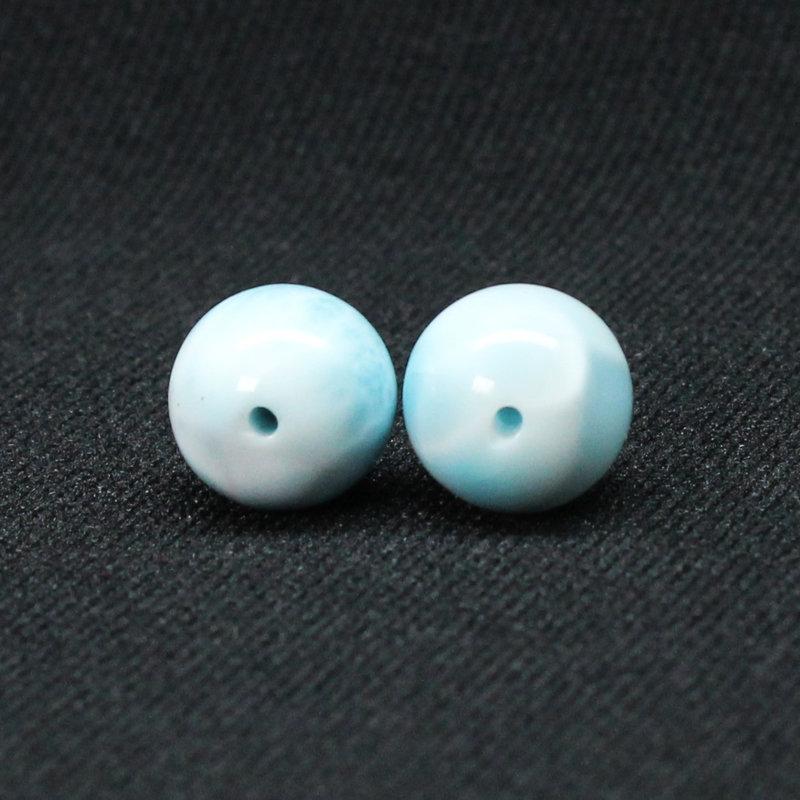 天然石 2珠セット ラリマー魅力11mm ブルー・ペクトライト【GHTU32 4g】粒売 交換用ゴム付＆巾着1枚 カリブ海の宝石 京海堂_4