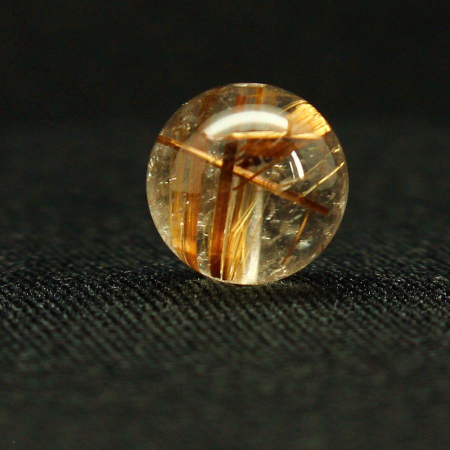 天然石 ゴールドルチルクォーツ 約12ミリ1粒売 太針が力強く交差する 【GHTU33】2.5g  交換用ゴム付＆巾着1枚 京海堂の画像