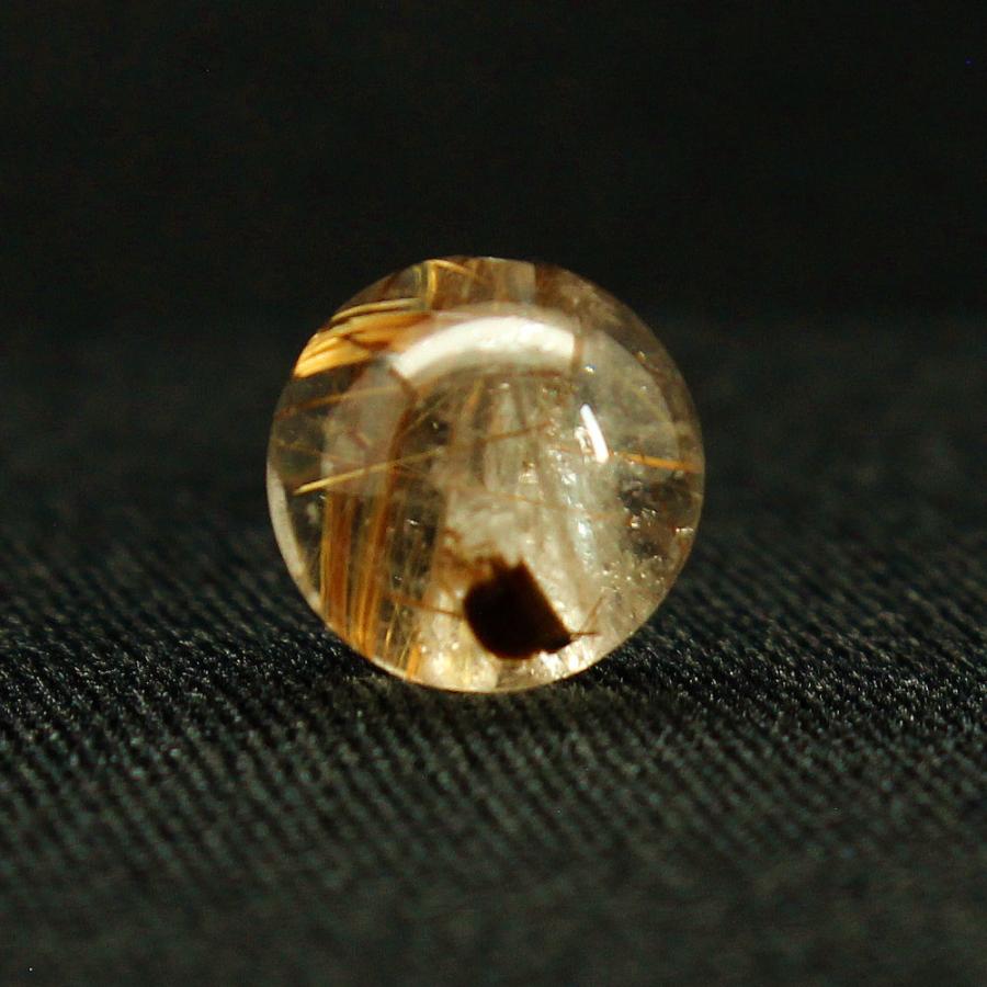 天然石 ゴールドルチルクォーツ 約12ミリ1粒売 太針が力強く交差する 【GHTU33】2.5g  交換用ゴム付＆巾着1枚 京海堂の画像
