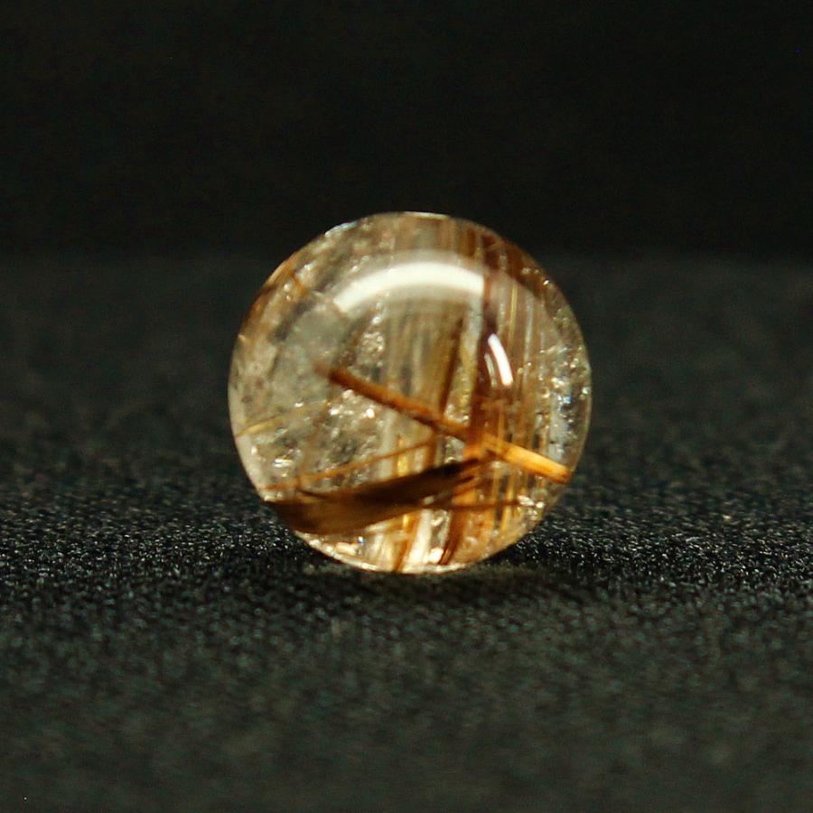 天然石 ゴールドルチルクォーツ 約12ミリ1粒売 太針が力強く交差する 【GHTU33】2.5g  交換用ゴム付＆巾着1枚 京海堂の画像