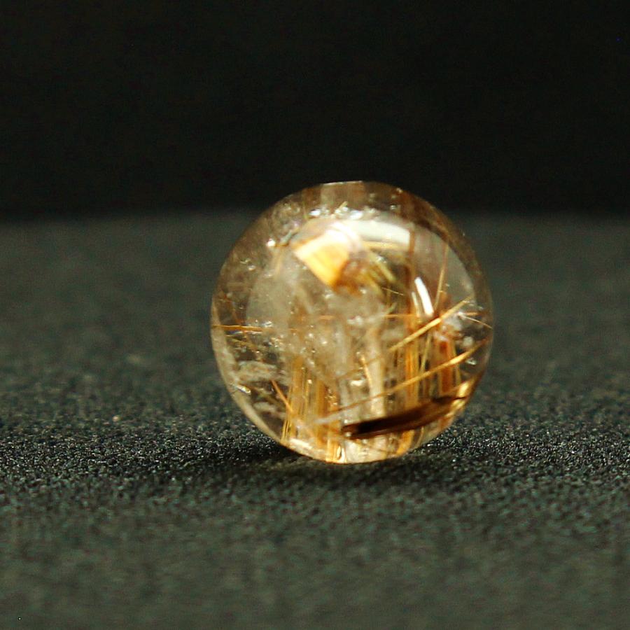 天然石 ゴールドルチルクォーツ 約12ミリ1粒売 太針が力強く交差する 【GHTU33】2.5g  交換用ゴム付＆巾着1枚 京海堂の画像