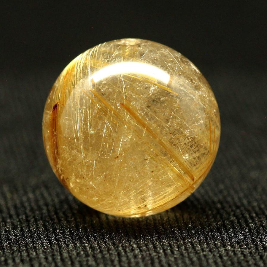 天然石 大粒 ボリューム感と上品な輝き ゴールドルチルクォーツ 約16.7ミリ【GHTU72 7g】1粒売り ハンドメイド 交換用ゴム付＆巾着1枚 お守り 京海堂の画像