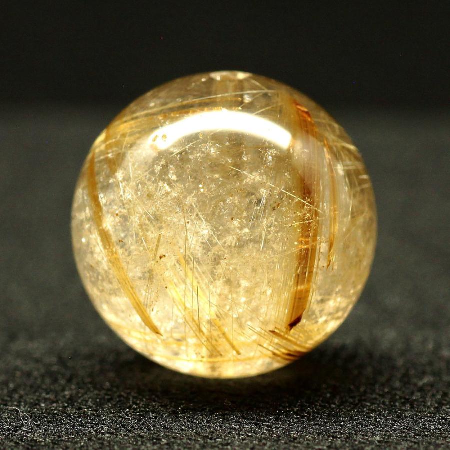 天然石 大粒 ボリューム感と上品な輝き ゴールドルチルクォーツ 約16.7ミリ【GHTU72 7g】1粒売り ハンドメイド 交換用ゴム付＆巾着1枚 お守り 京海堂の画像