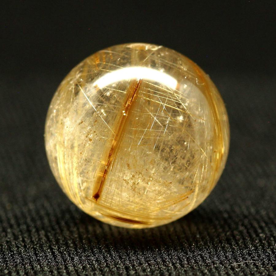 天然石 大粒 ボリューム感と上品な輝き ゴールドルチルクォーツ 約16.7ミリ【GHTU72 7g】1粒売り ハンドメイド 交換用ゴム付＆巾着1枚 お守り 京海堂の画像
