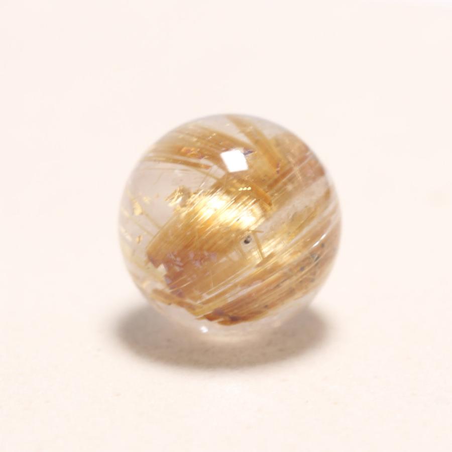 天然石 ゴールドタイチンルチル 力強さと華やかさ 約12.1ミリ【GHTU82 3g】1粒売り ハンドメイド 交換用ゴム付＆巾着1枚 お守り 京海堂の画像
