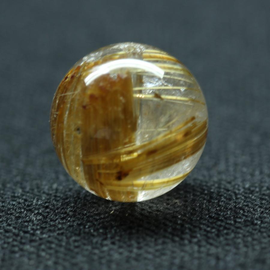 天然石 ゴールドタイチンルチル 力強さと華やかさ 約12.1ミリ【GHTU82 3g】1粒売り ハンドメイド 交換用ゴム付＆巾着1枚 お守り 京海堂の画像
