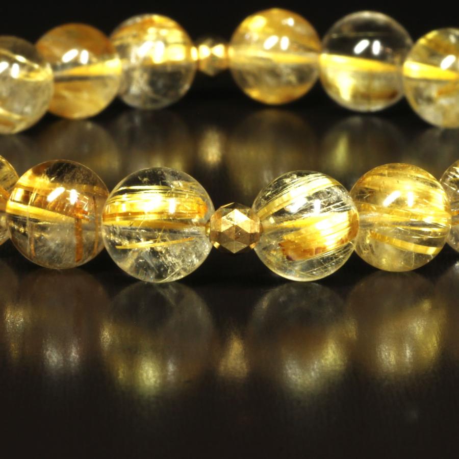 ゴールドルチル K18 18金 トライアングルカット ブレスレット 8ミリ 一点物 GRＫ2 【大開運セット】 動画有 プレゼントの画像