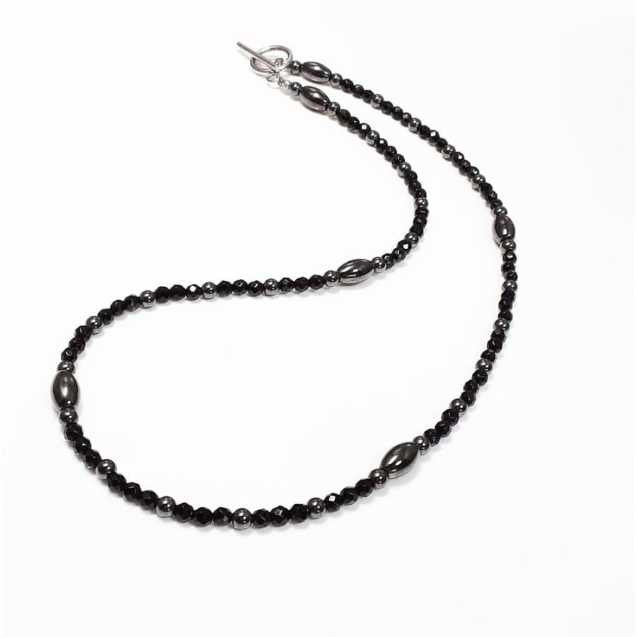 肩こり解消 健康運 磁気 ヘマタイト カットオニキス 天然石 ネックレス