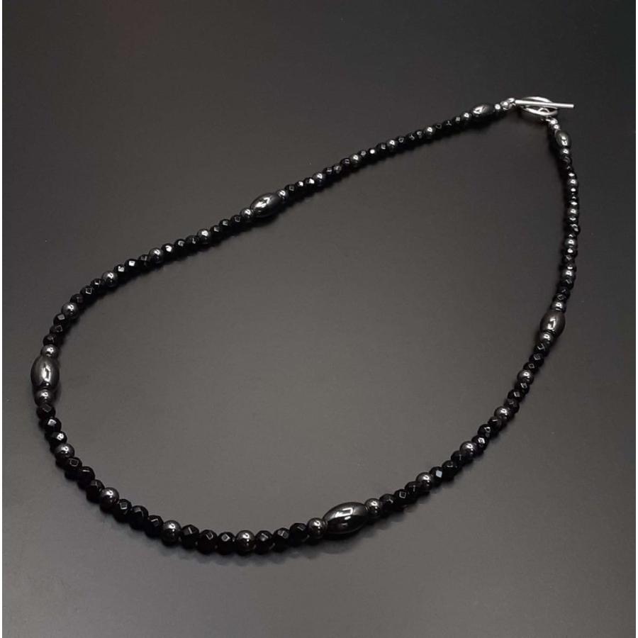 肩こり解消 健康運 磁気 ヘマタイト カットオニキス 天然石 ネックレス