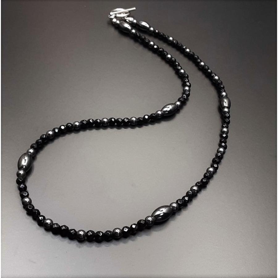肩こり解消 健康運 磁気 ヘマタイト カットオニキス 天然石 ネックレス