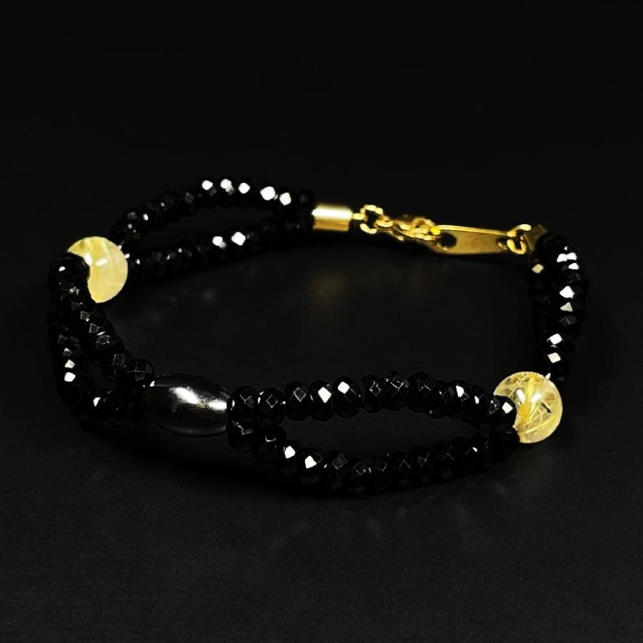 大人の品格 ゴールドルチル 磁気ヘマタイト パワーストーンNECKLACE 勝利へと導く天然石］磁気ヘマタイト ゴールド タイチンルチル