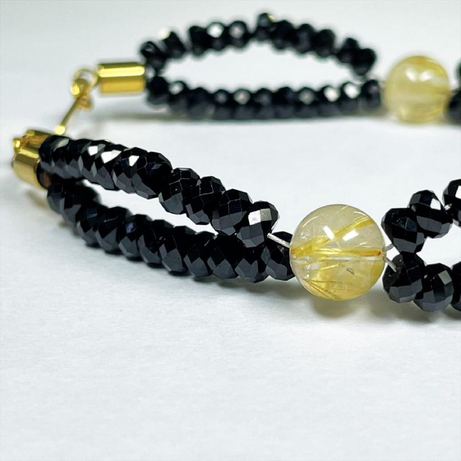 大人の品格 ゴールドルチル 磁気ヘマタイト パワーストーンNECKLACE 勝利へと導く天然石］磁気ヘマタイト ゴールド タイチンルチル