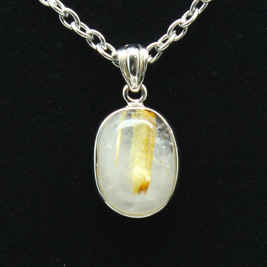 タイチンルチル クォーツ ペンダント ギラリと光る 一点物 シルバー925