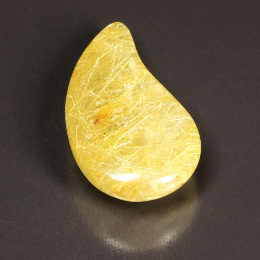 濃密金針水晶」ゴールド ルチルクォーツ 勾珠一点物 KMr41 力が宿る 