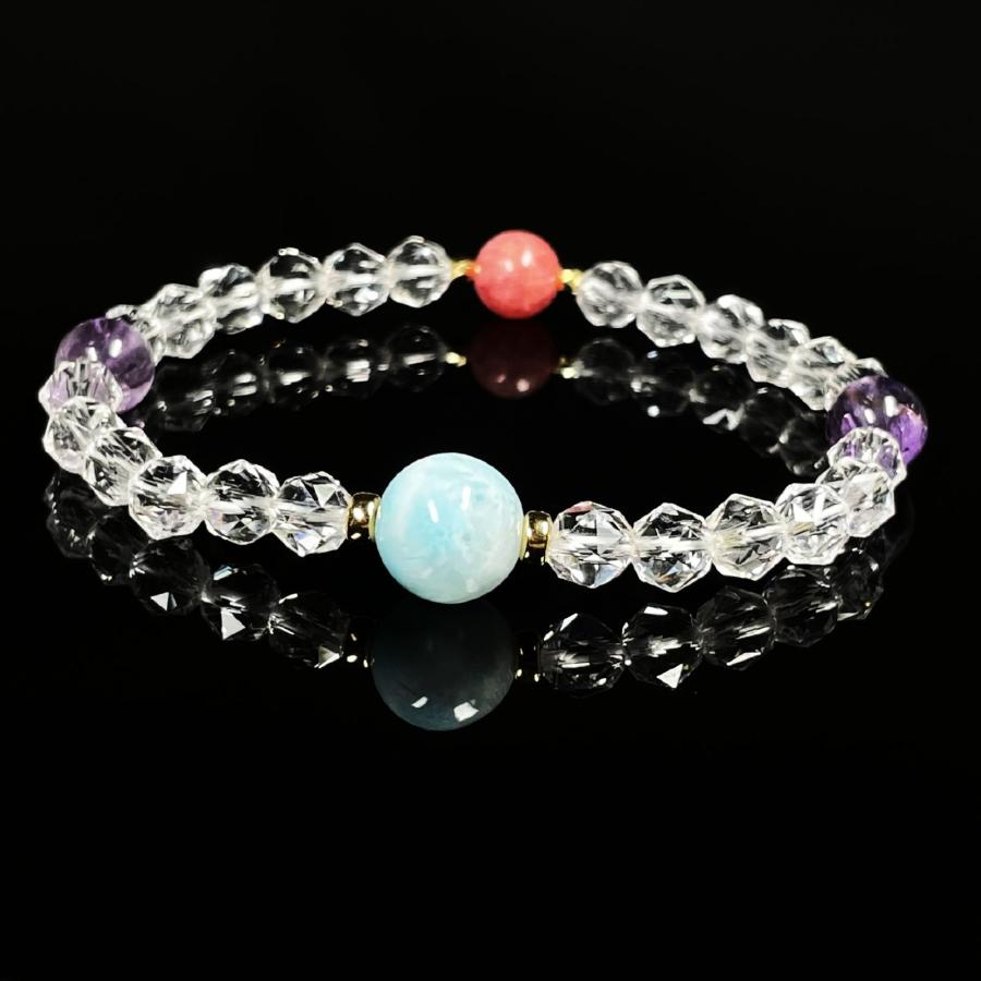 K18YGブレスレットラリマーパワーストーン付き