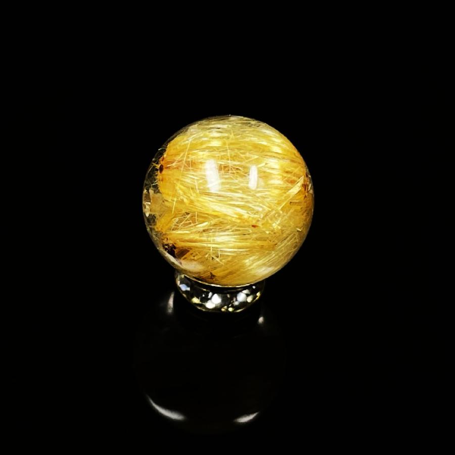 ルチルの量と透明感が素晴らしい】１１ミリ 現品1粒売り ゴールド