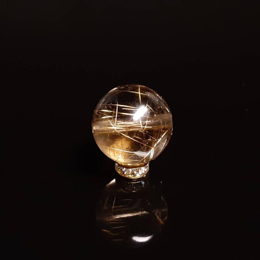 スモーキールチル　高品質　全面虹　ゴールドルチル　スモーキー　スフィア キラキラ虹が光る 11ミリ 一点物 1粒売り スモーキークォーツイン