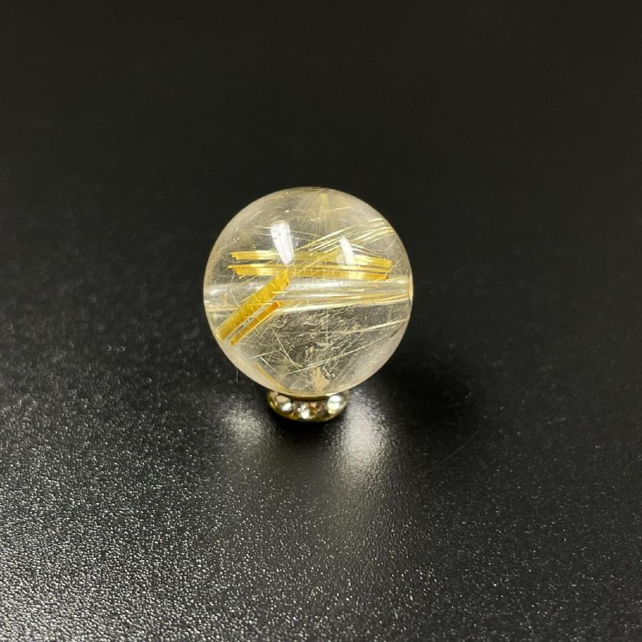 一点物 金色が美しい ゴールドタイチンルチル 13ミリ 極太金針水晶 粒