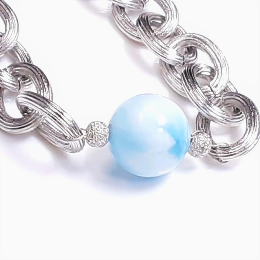 大粒13 mmのラリマーが美しい♪きらきら輝く 10ミリ 幅のあずき