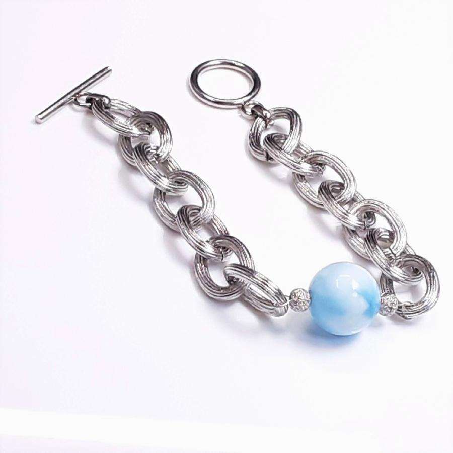 天然石ブレスレット 大粒13 mm ラリマー きらきら輝く 10ミリ 幅 人気