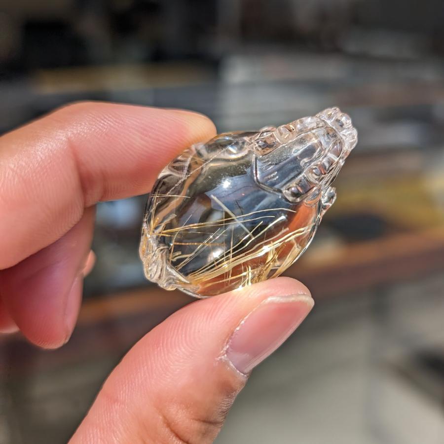 家運の好転ゴールドルチル クォーツ 龍亀 ロングイ Lng1 / 26g