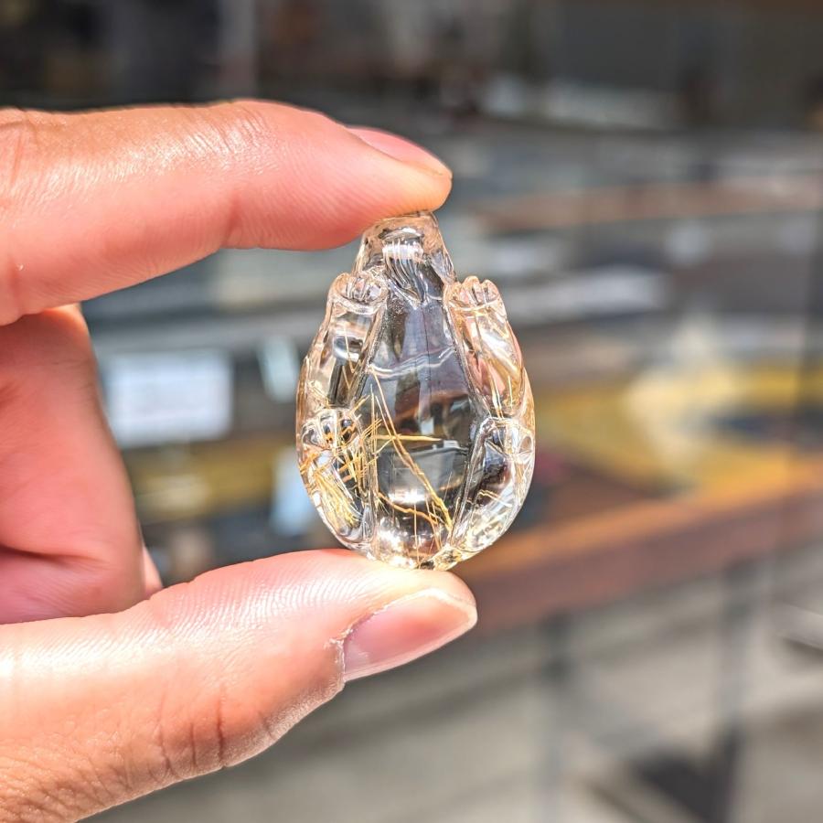 ロングイ　【龍亀】タイチンルチルクォーツ 楽天市場】◇正財運◇ ゴールドルチル 龍亀 ロングイ彫刻 置物