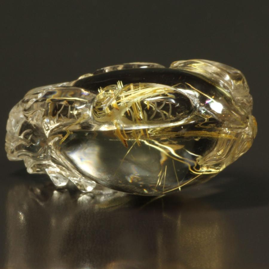 家運の好転ゴールドルチル クォーツ 龍亀 ロングイ Lng1 / 26g 台座付