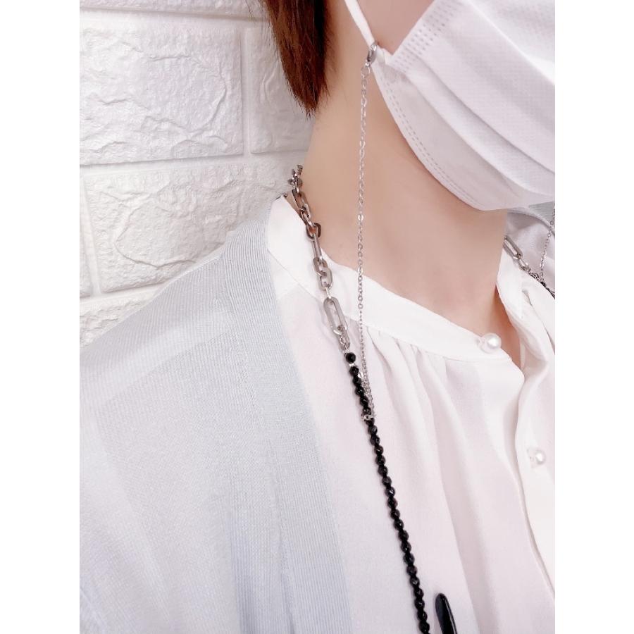 【極美品】天然水晶＆真珠 マルチチェーン 眼鏡コード／ネックレス シルバー925 3WAYで活躍するオニキス＆アンカー＆マリーナメガネチェーン（グラス