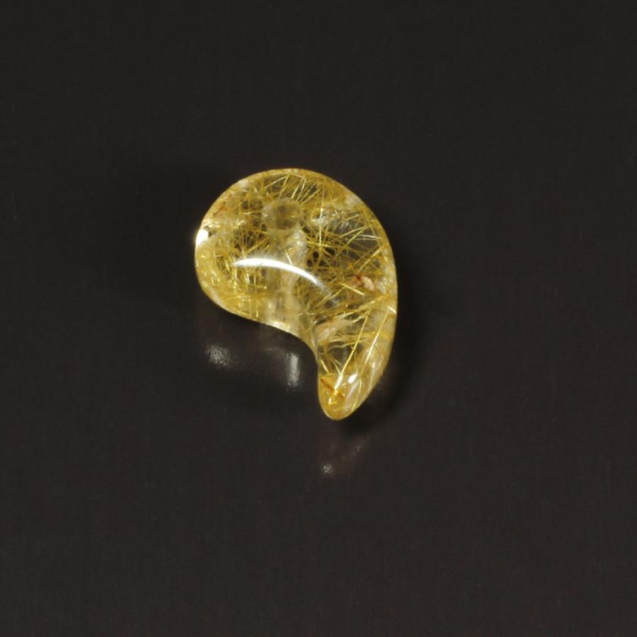 おすすめ一点物 透明度抜群 ゴールドルチル 勾珠Ｍｒ55 金針水晶 お守り効果 力が宿る パワーストーン   プレゼントの画像