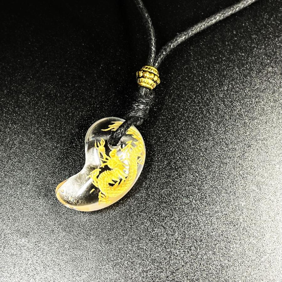 願いを叶える力を与える皇帝龍彫本水晶クリスタル 勾珠ワックスコード