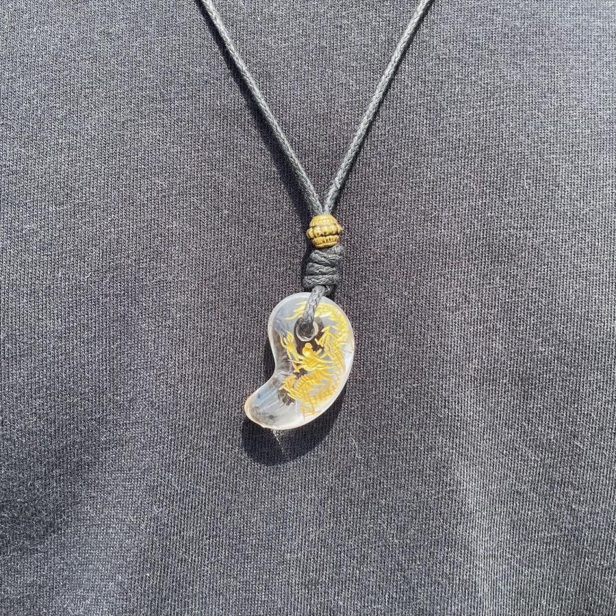 願いを叶える力を与える皇帝龍彫本水晶クリスタル 勾珠ワックスコード