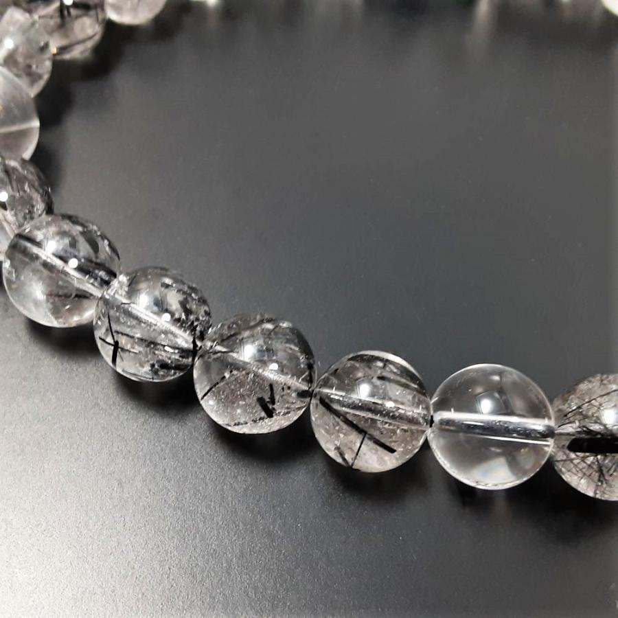 天然石 一点物御念珠/頭付房 水晶 クリスタル トルマリンインクォーツ 仕立て 念珠袋付 本物天然石 パワーストーン使用