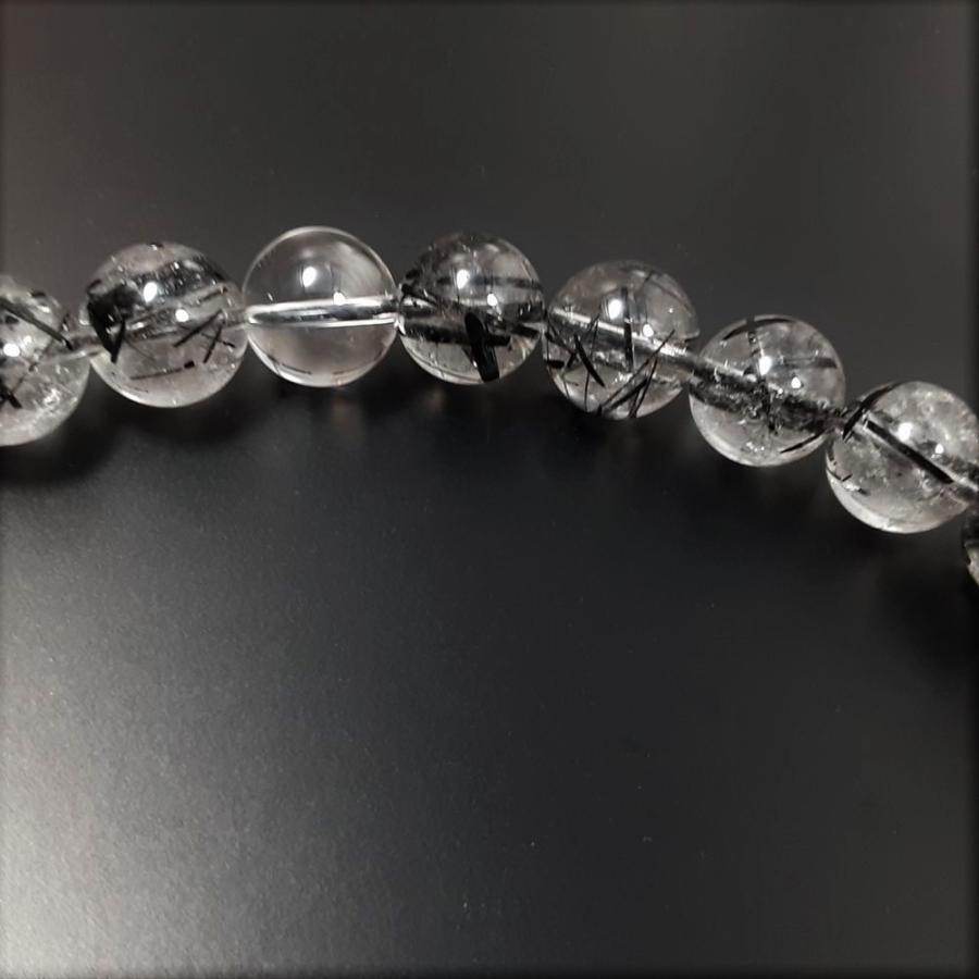 天然石 一点物御念珠/頭付房 水晶 クリスタル トルマリンインクォーツ 仕立て 念珠袋付 本物天然石 パワーストーン使用