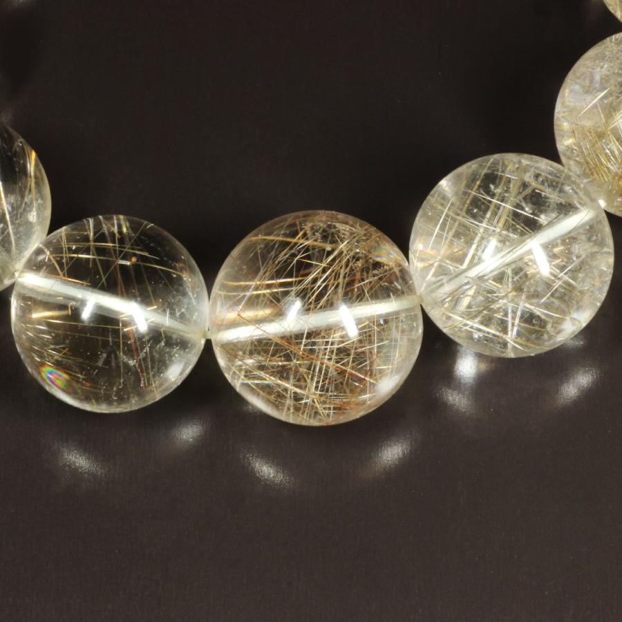 太陽放射ルチル ブレスレット ギラギラ ヘマタイト入り 7ミリ 一点物