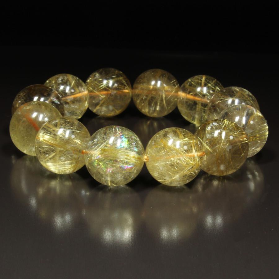 スピリチュアル 1 9ミリ 一点物 タイチンルチルブレスレット 虹入水晶  