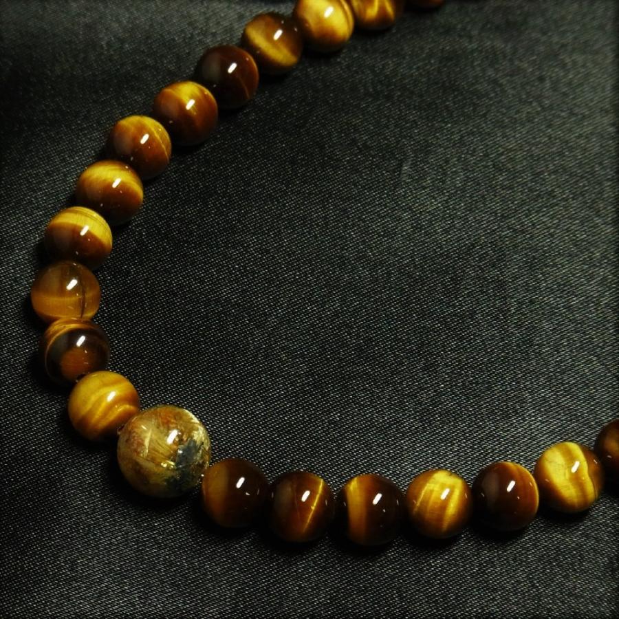 相性抜群の組み合わせ 太陽放射ルチル タイガーアイ 天然石 ネックレス