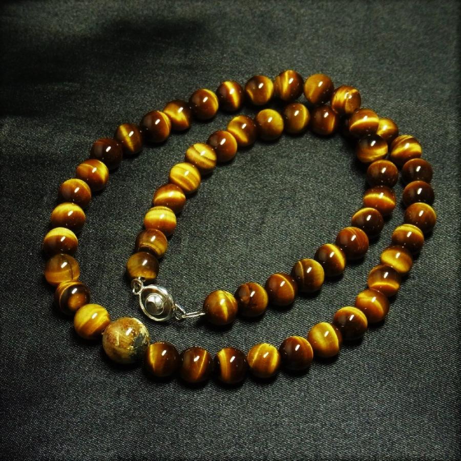 相性抜群の組み合わせ 太陽放射ルチル タイガーアイ 天然石 ネックレス