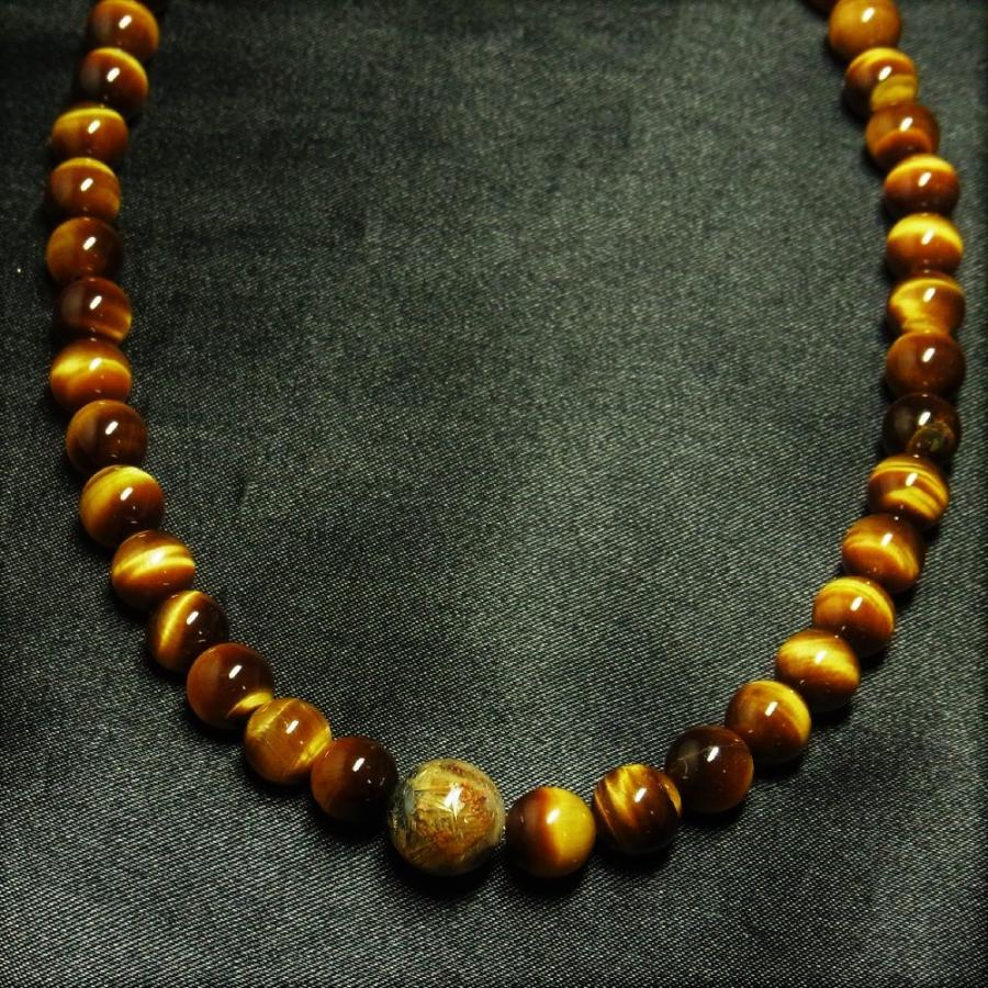 相性抜群の組み合わせ 太陽放射ルチル タイガーアイ 天然石 ネックレス