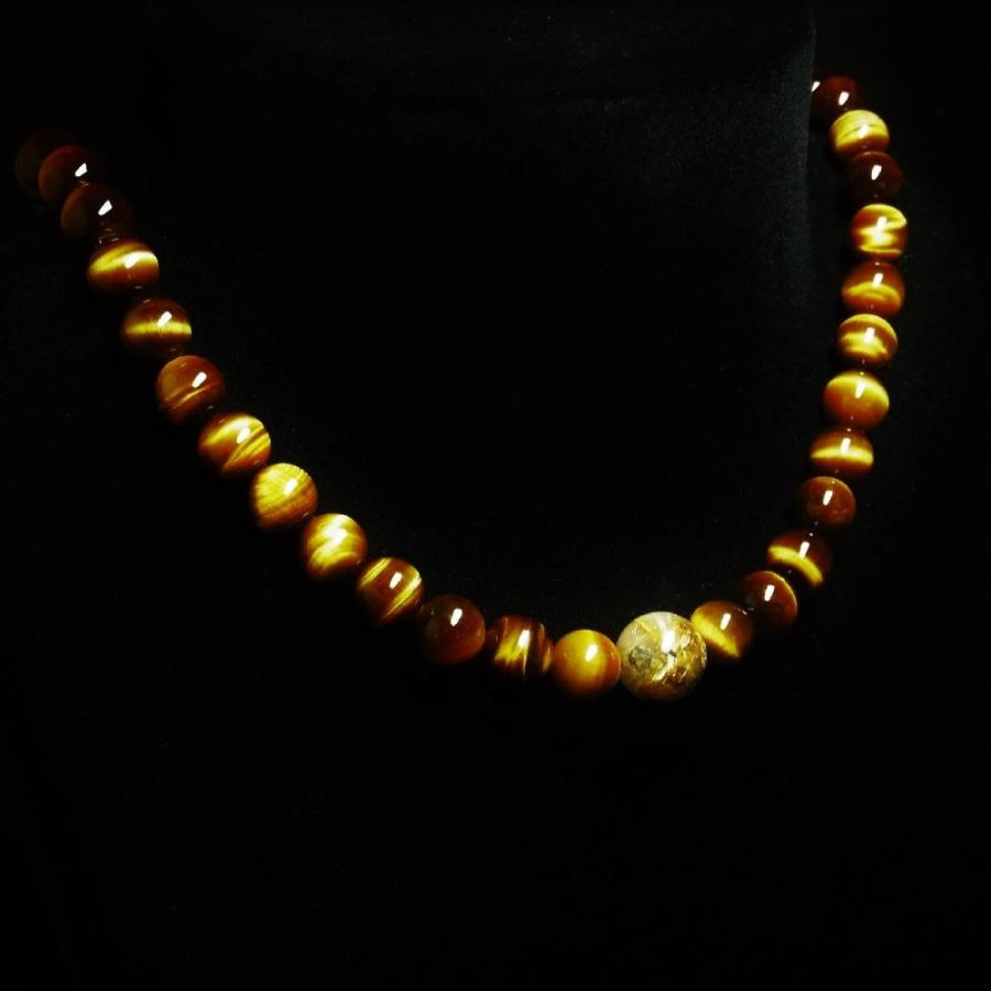 相性抜群の組み合わせ 太陽放射ルチル タイガーアイ 天然石 ネックレス