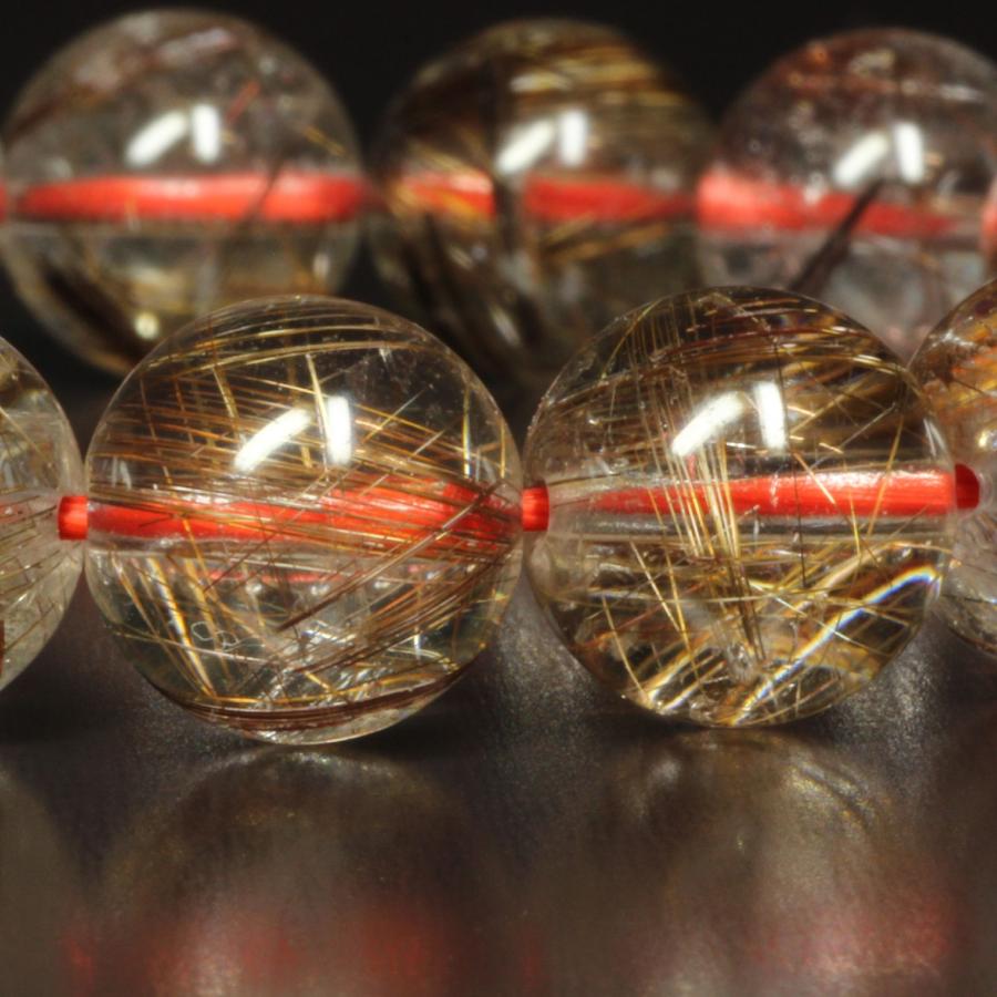 レッドルチル ブレスレット 珍しいカラー 11−12ミリ 一点物 ReR2動画