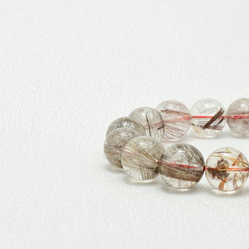 天然石ブレスレット 13mm レッドルチルクォーツ【繊細な赤い針と虹が
