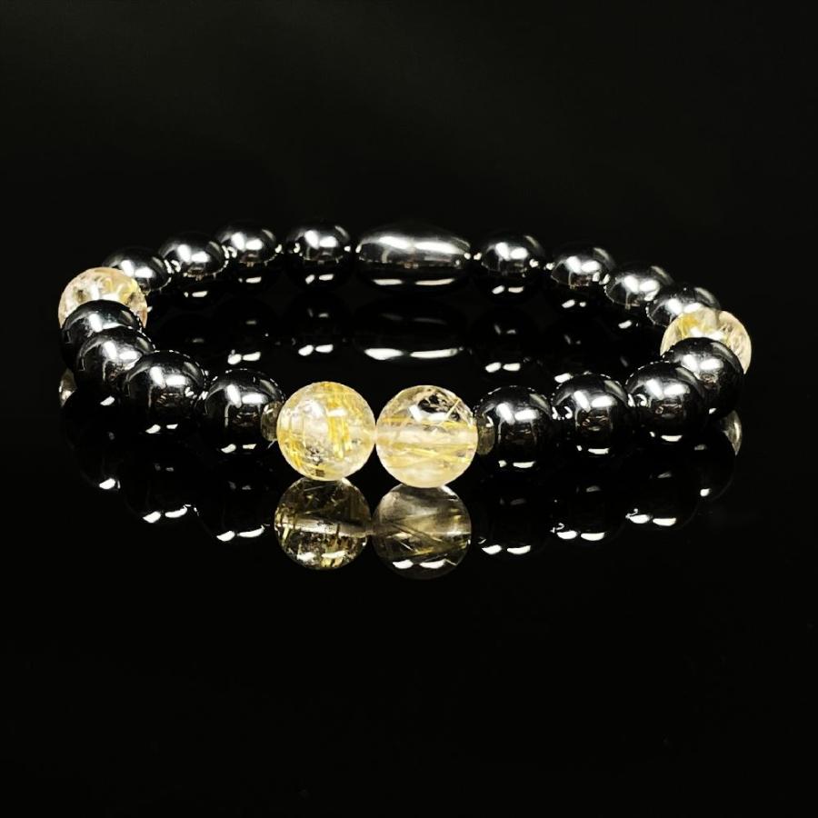 ★(健太郎！)ヘマタイトwithゴールデンルチル 11ミリ珠ブレス(SA) goldrutilequartz54.jpg