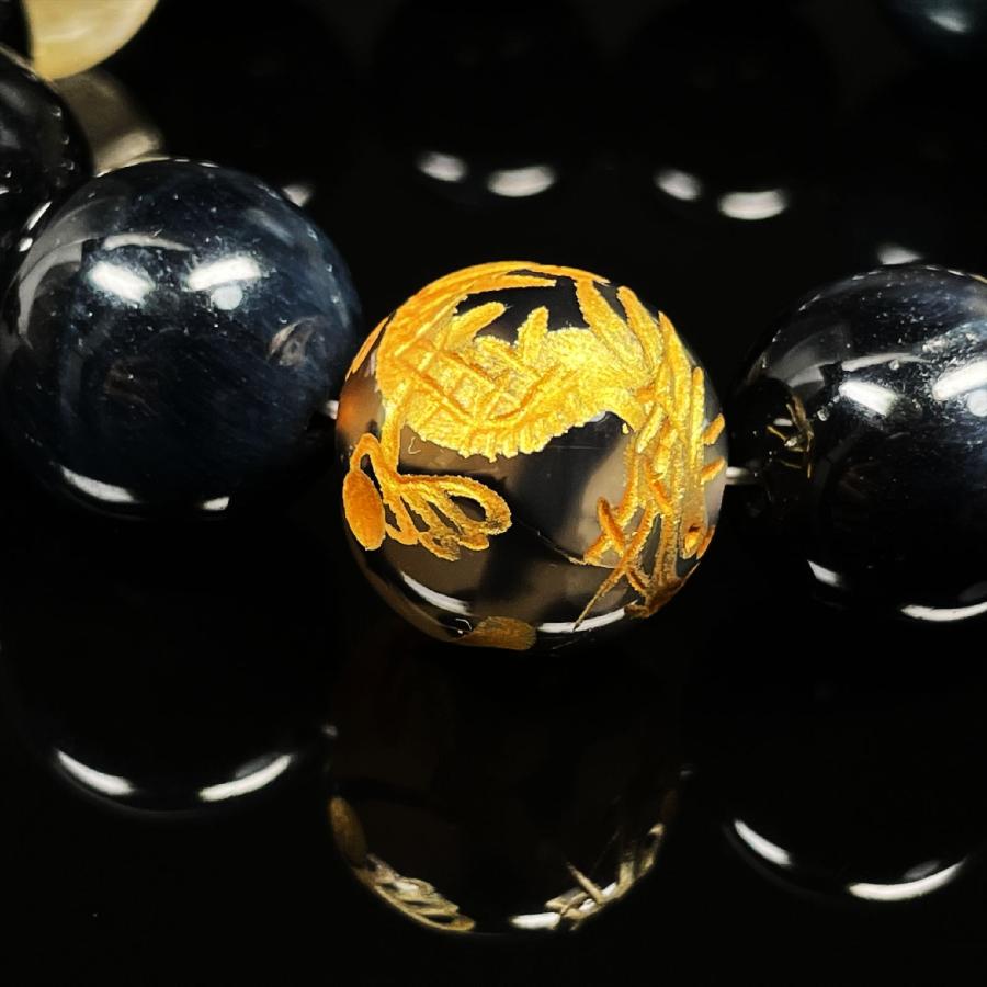 期間限定9割引【億越え実績多数有】3678日金運祈祷き✨龍神白天珠✨皇帝龍白天珠 最強金運 16ミリ 金彫皇帝龍ドラゴンアゲート ブルータイガーアイ