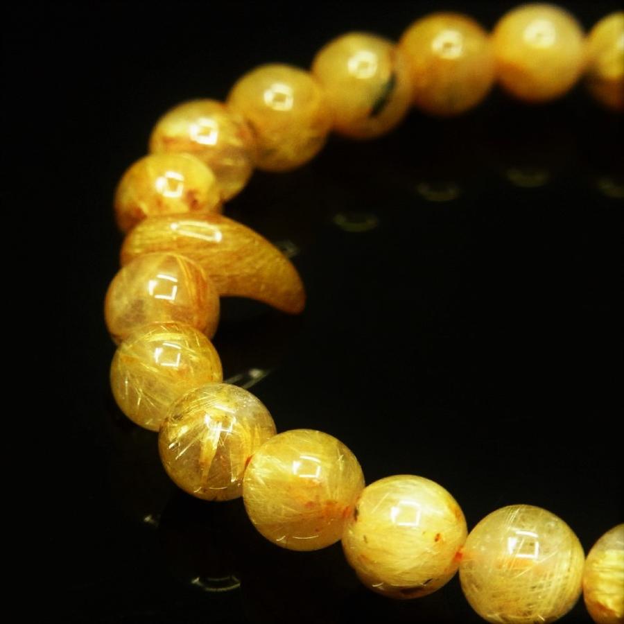 ドラゴンヘッド＆勾珠 8ミリ 一点物 ゴールド タイチンルチル 勾玉