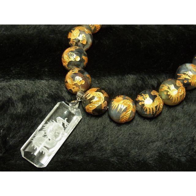 天然石 ネックレス 8 mm 長さオーダー可 浮彫龍がカッコイイ
